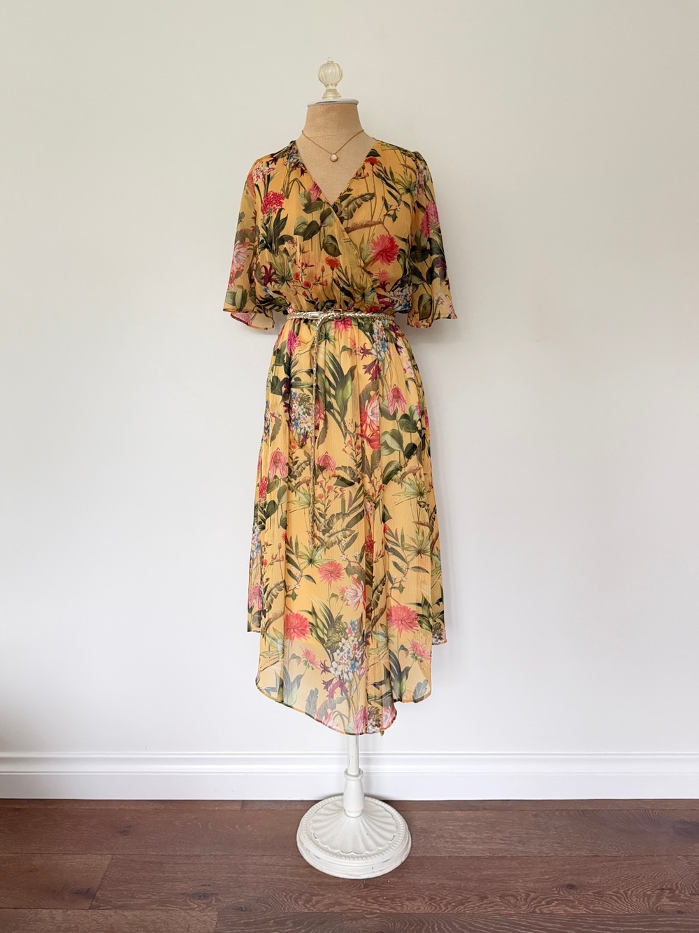 Zara Yellow Floral Hi-Low Wrap Dress